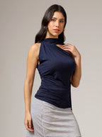 One shoulder scarf top