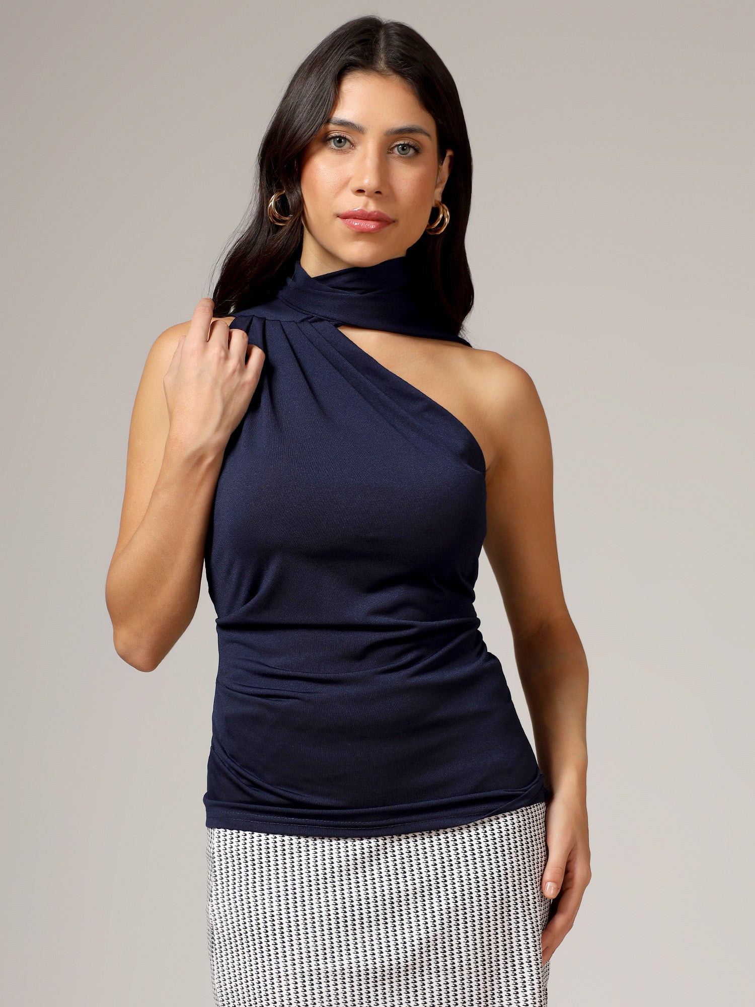 One shoulder scarf top