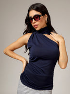 One shoulder scarf top