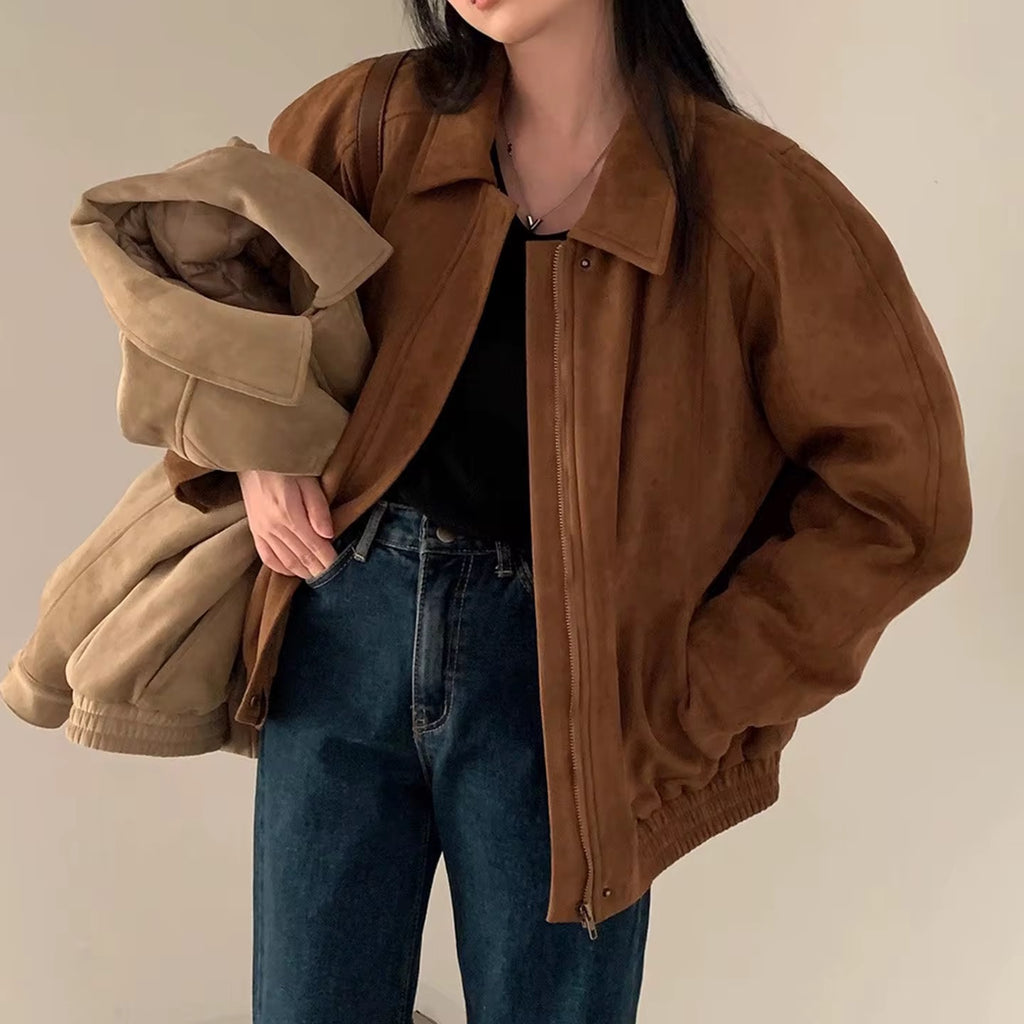 Arden brown faux suede jacket