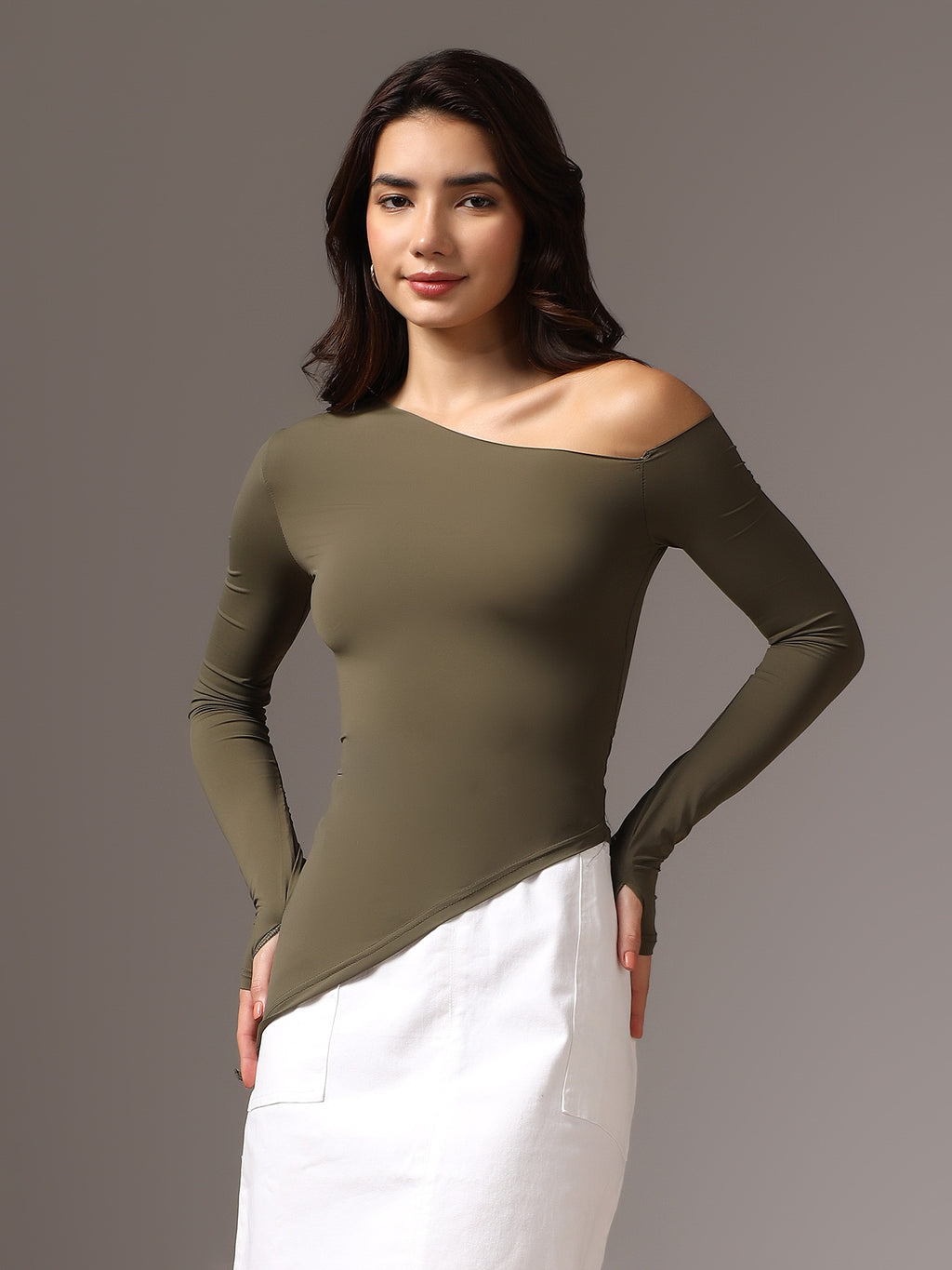 Olive green modest top