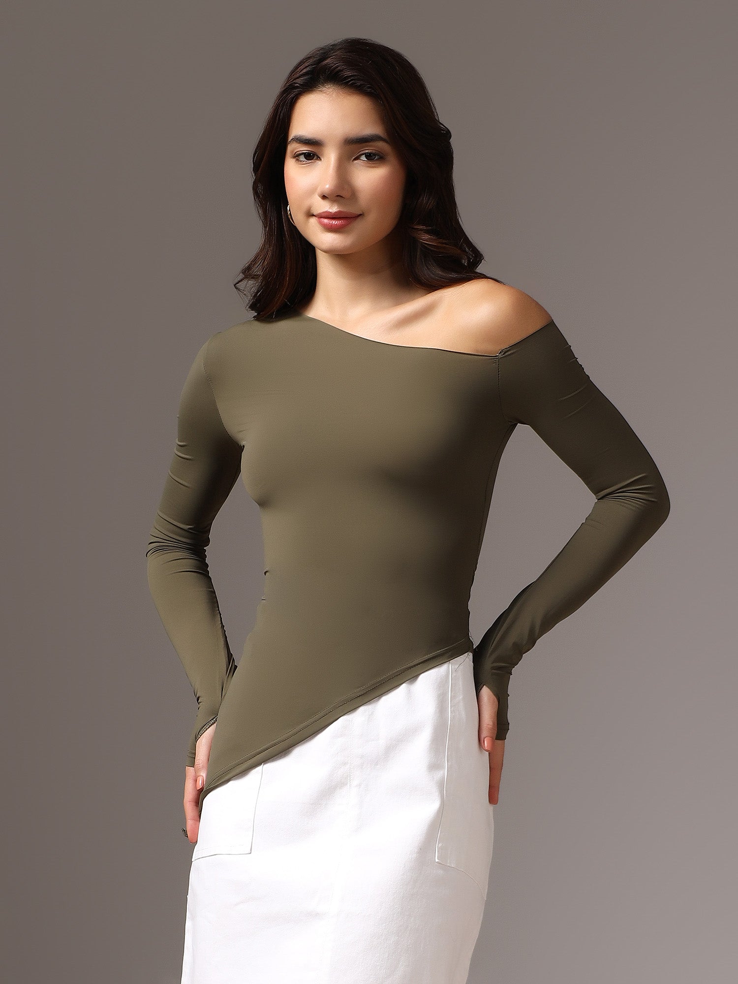 Olive green modest top