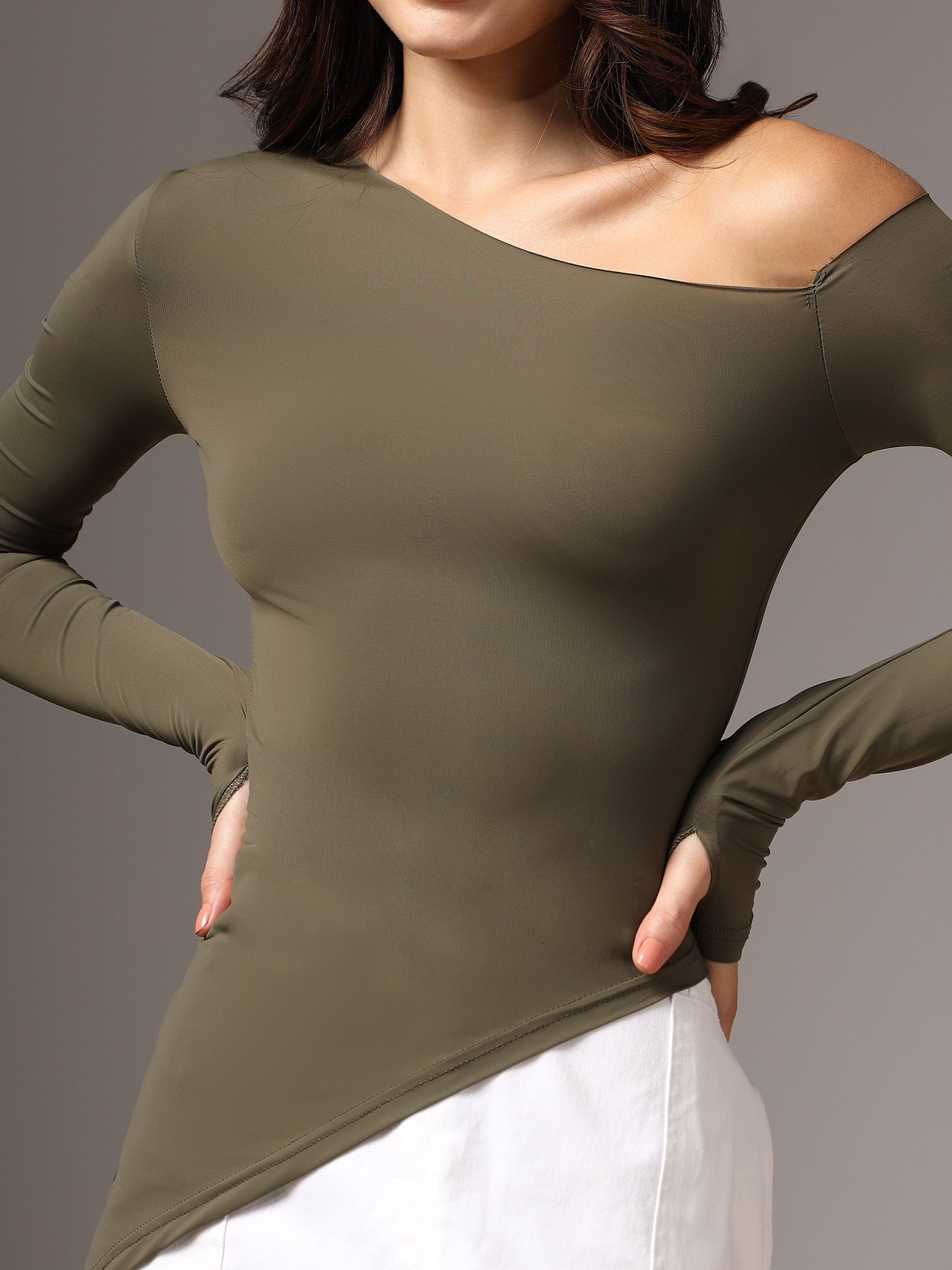 Olive green modest top