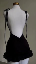 Black frill short Dress