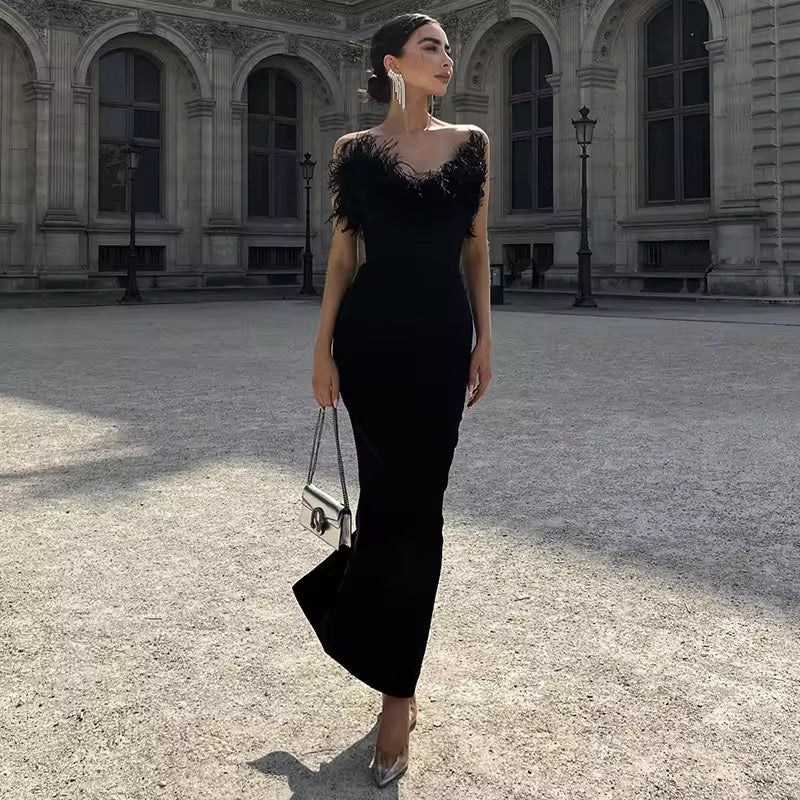 Black feather dress