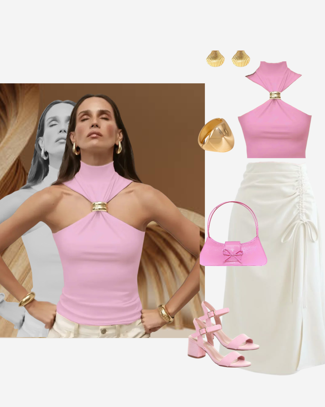 Gold Statement Pink Top