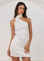 One shoulder scarf dress