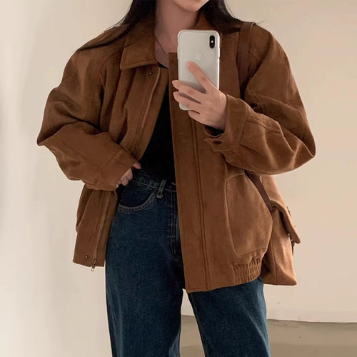 Arden brown faux suede jacket