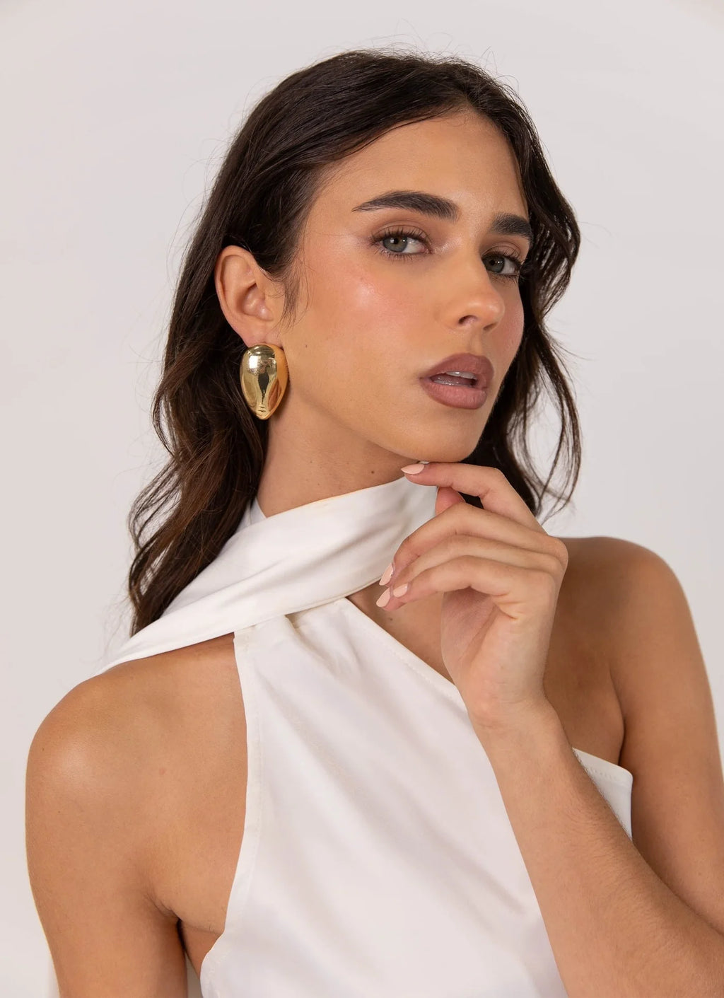 One shoulder scarf dress