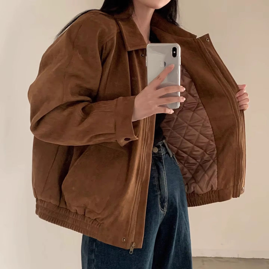 Arden brown faux suede jacket