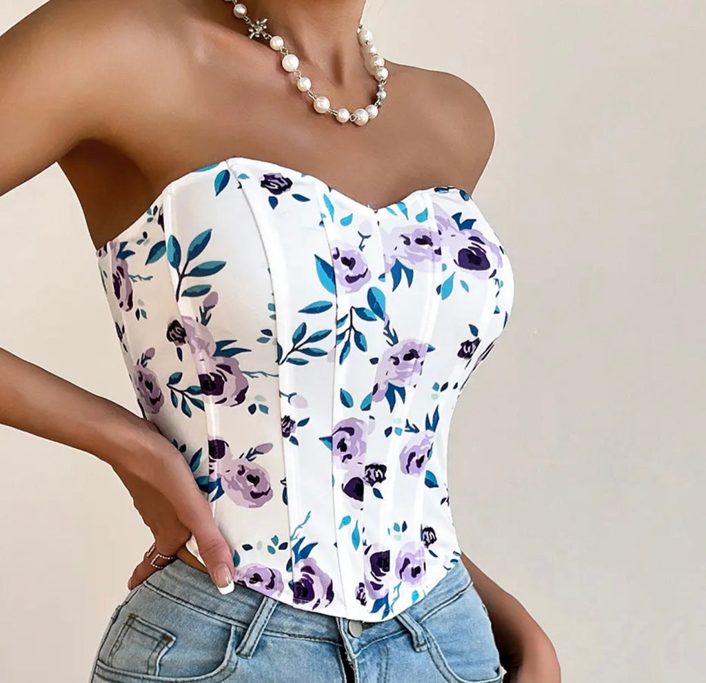 Purple printed corset