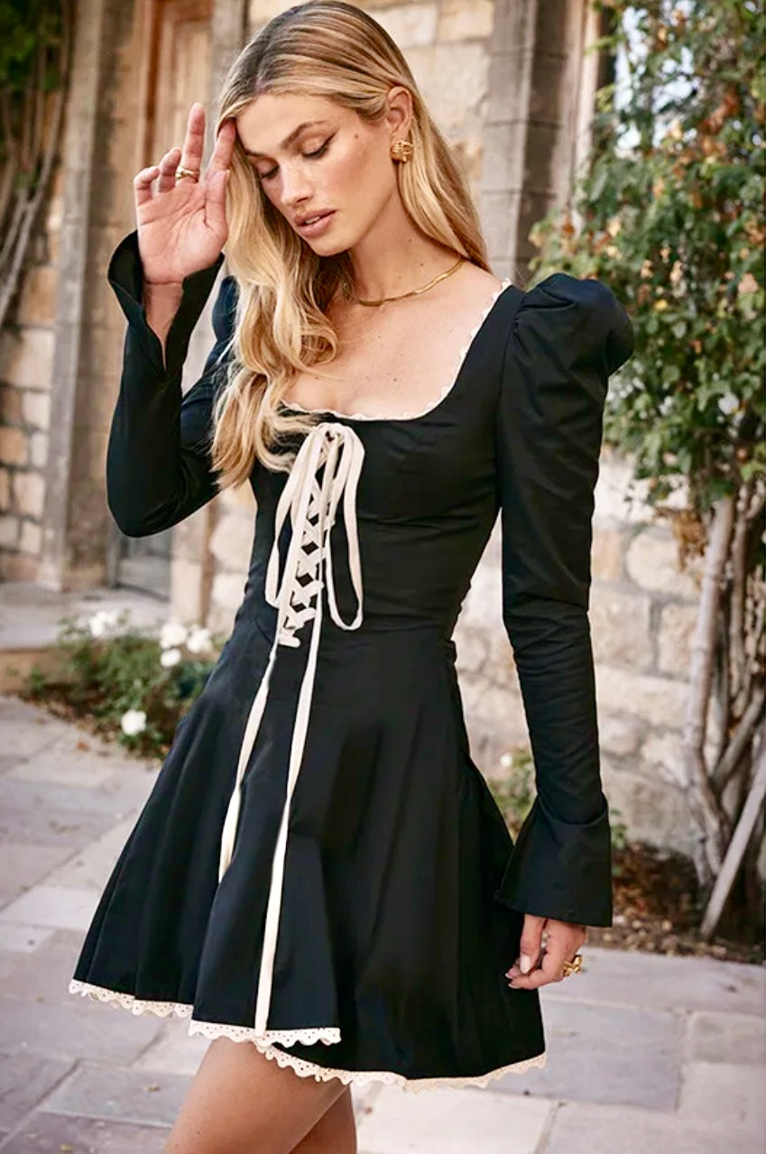 Black lace up dress