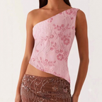 Beaded one shoulder top