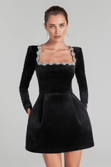 Black embroidered dress