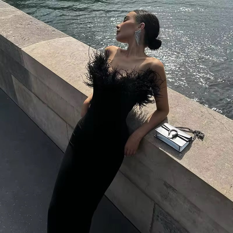 Black feather dress