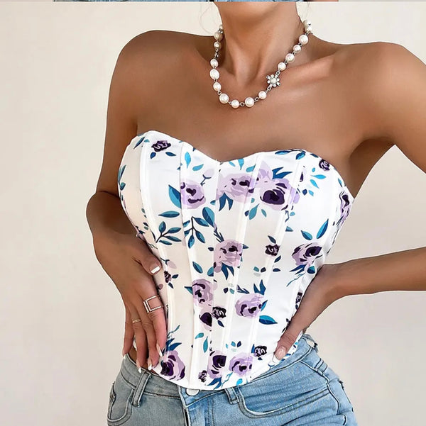 Purple printed corset