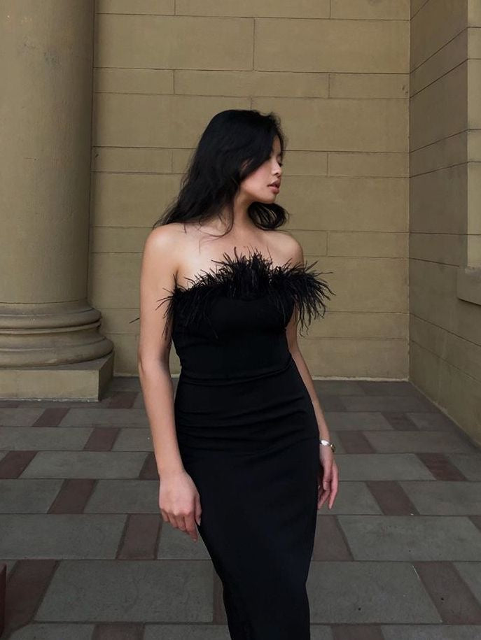 Black feather dress