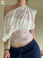 White lace multi way top