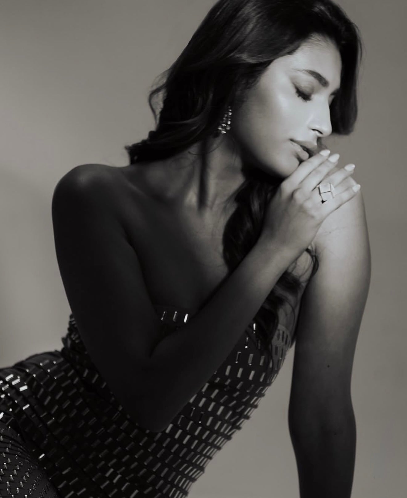 Beige diamond maxi dress