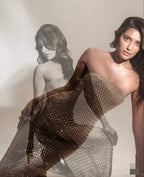 Beige diamond maxi dress