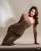 Beige diamond maxi dress