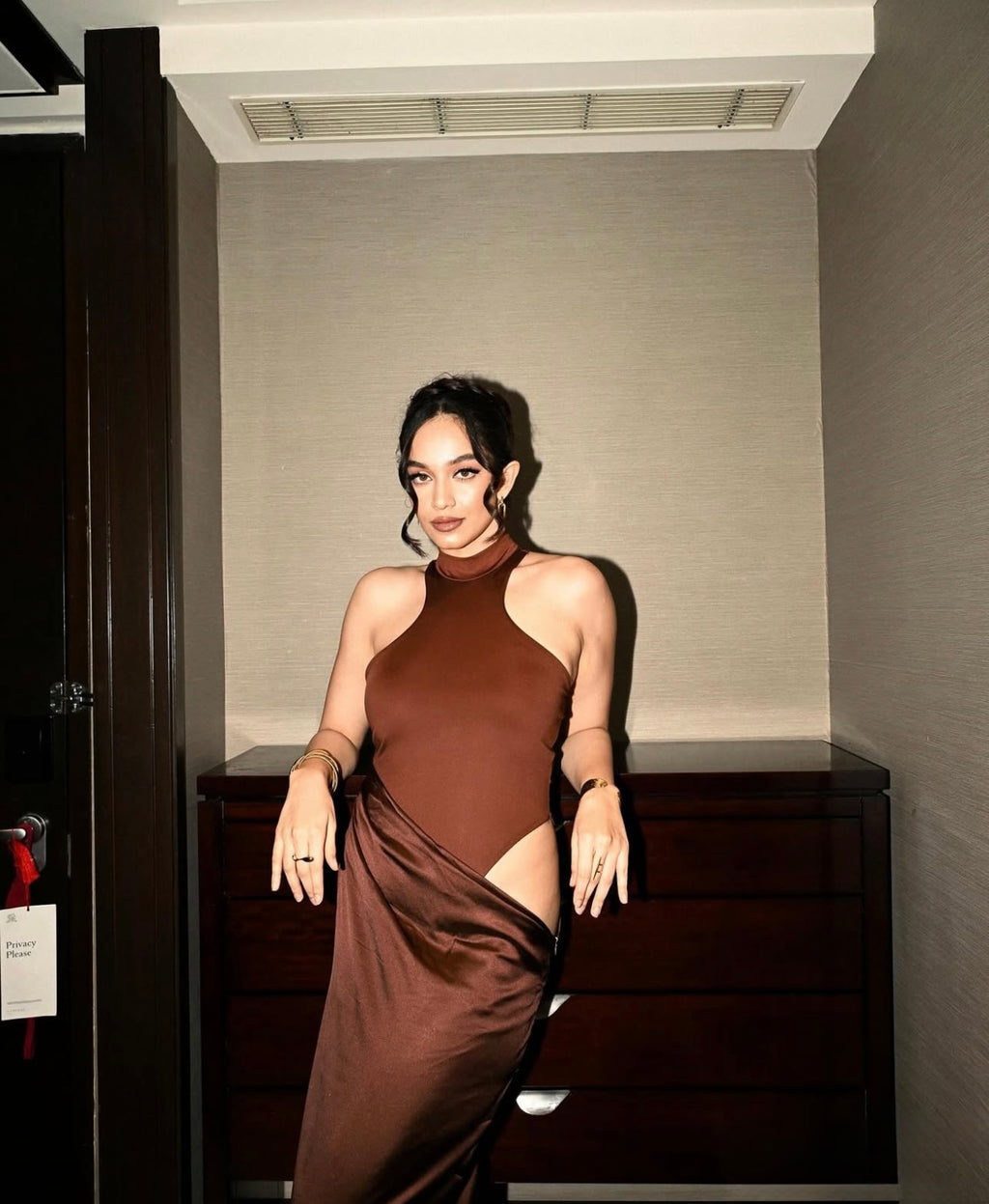 Brown cutout dress
