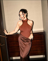 Brown cutout dress