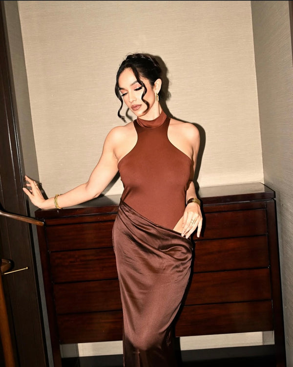 Brown cutout dress
