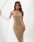 Beige diamond maxi dress