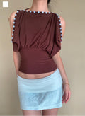 Brown button multi way top
