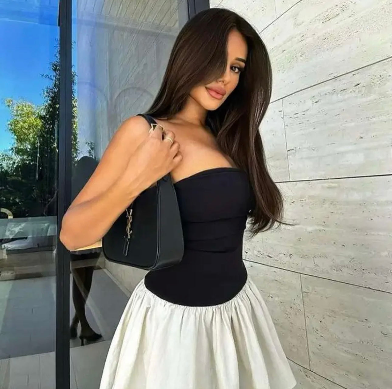 Monochrome colorblocked dress