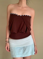 Brown button multi way top