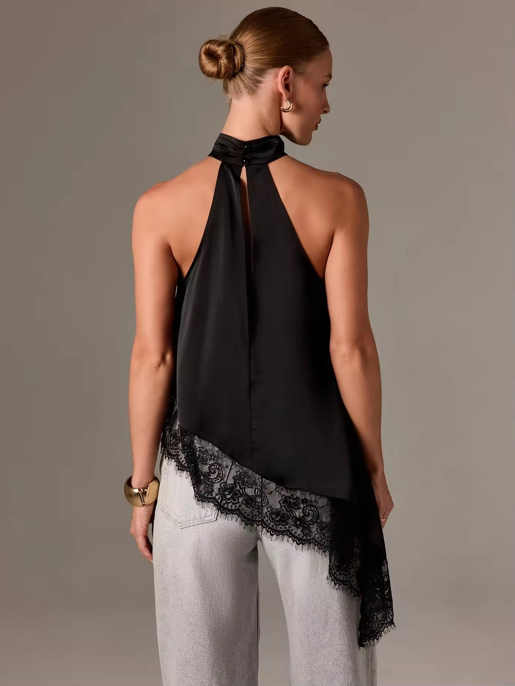 Asymmetrical lace top