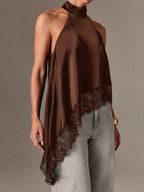 Asymmetrical lace top
