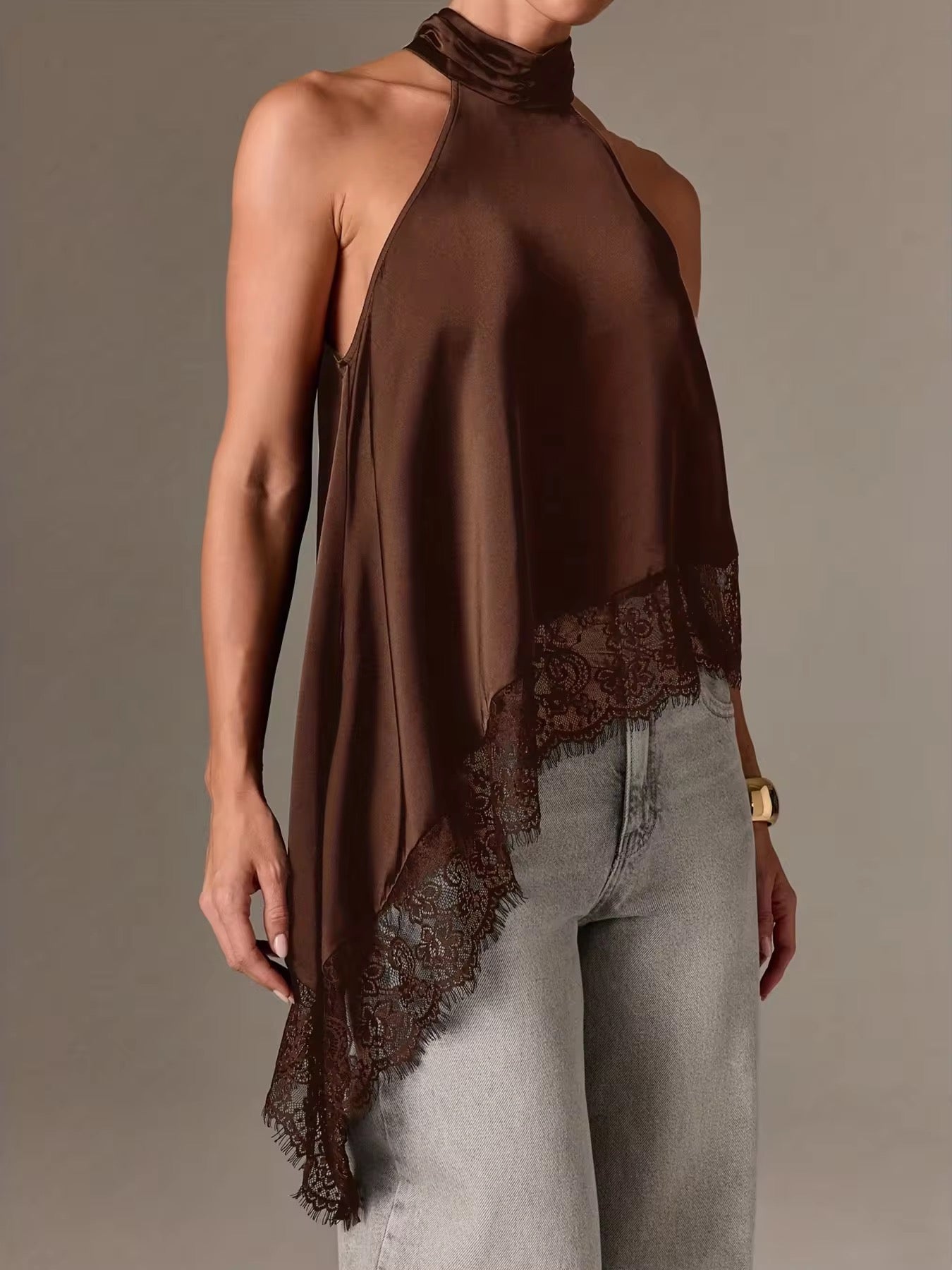 Asymmetrical lace top
