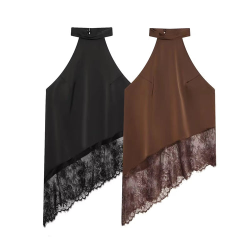 Asymmetrical lace top