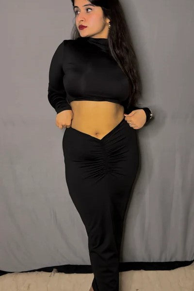 Black Bodycon top and Skirt