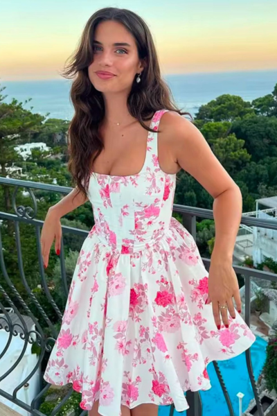 Flora pink Short dress