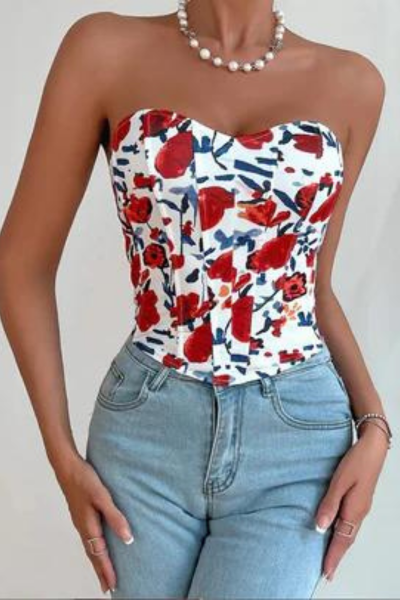 Floral printed corset