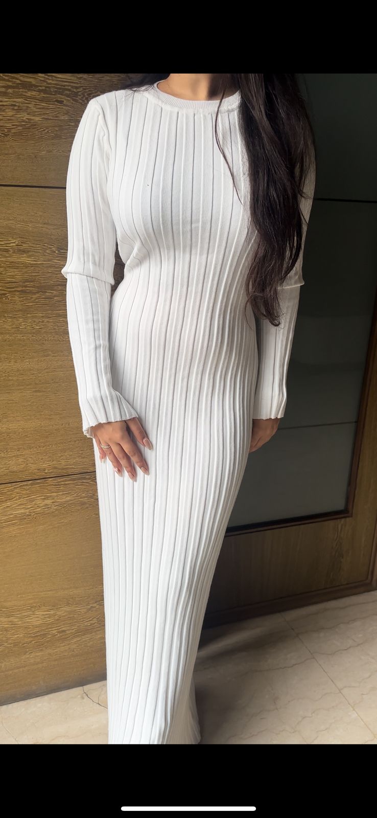 White woolen maxi dress
