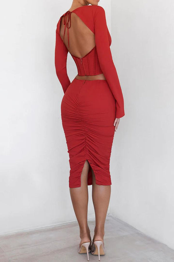 Red Co-ord set with skirt