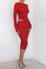 Red Co-ord set with skirt