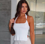 White Halter Neck Top