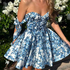 Diona blue floral short dress