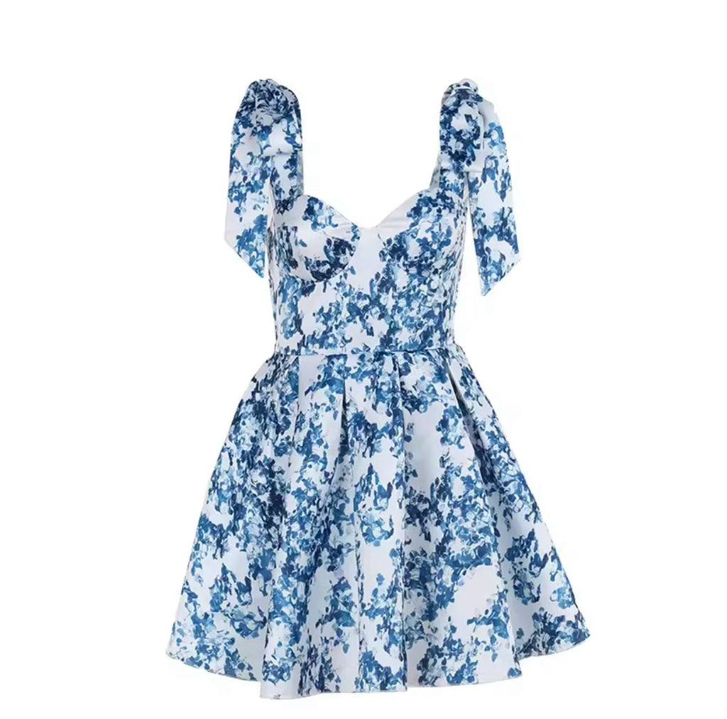 Diona blue floral short dress
