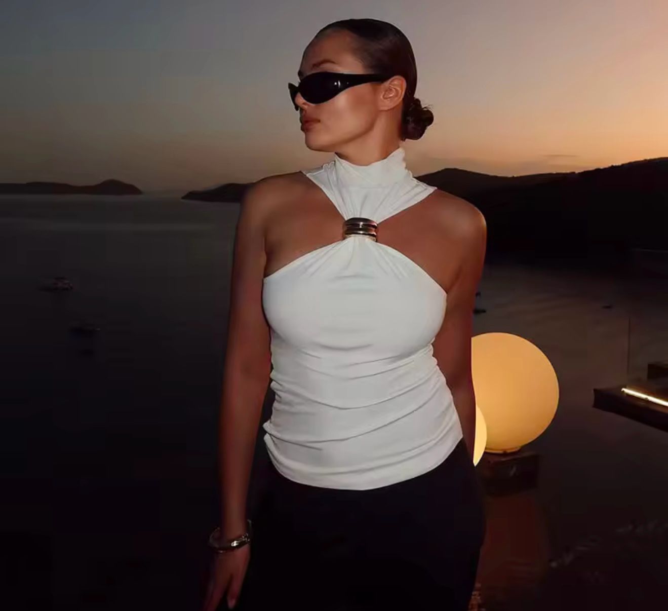 Gold Statement White Top