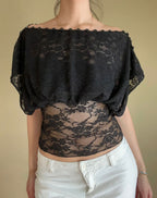 Black Lace Draped Top