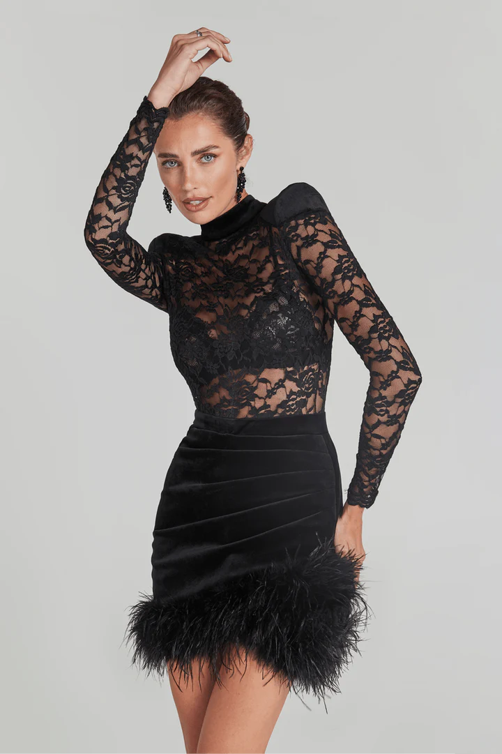 Black lace dress with bralette
