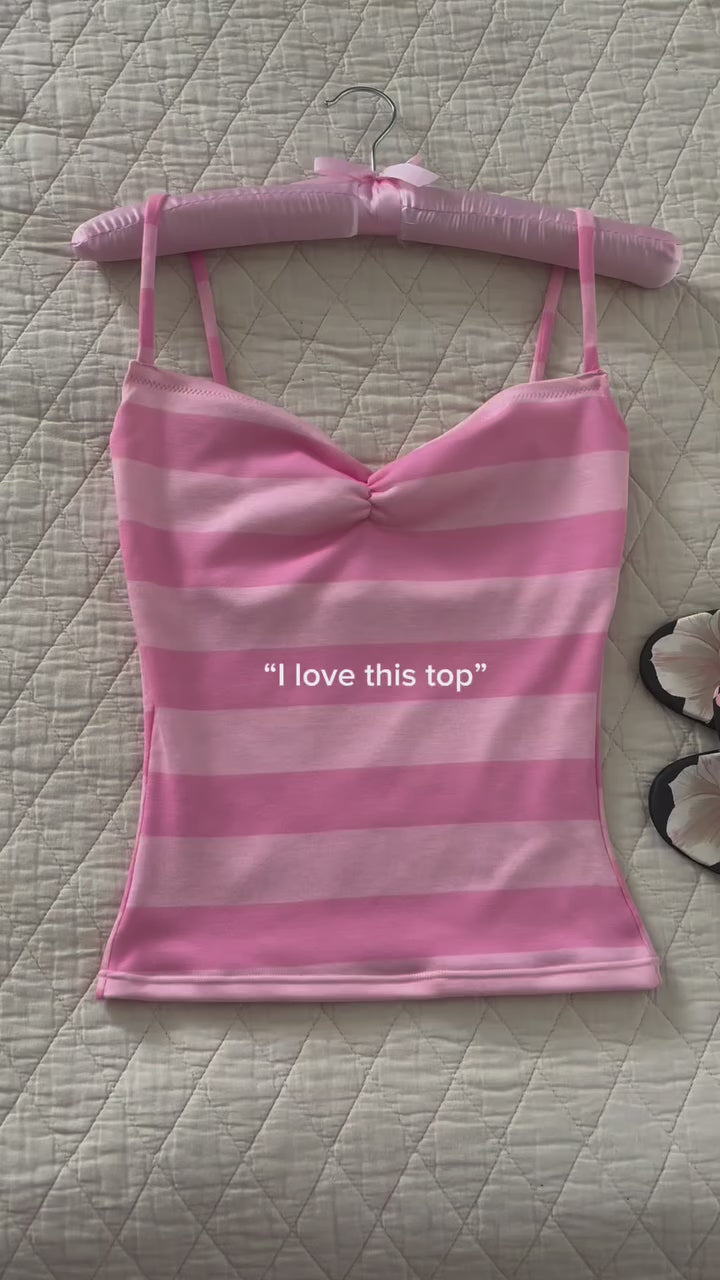 Sweetheart Pink Striped Cami Top