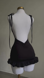 Black frill short Dress
